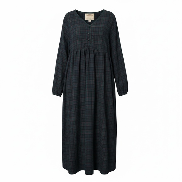 VTG Victoria's Secret Authentic Country Cottons Nightgown Medium Forest Green - Picture 2 of 4